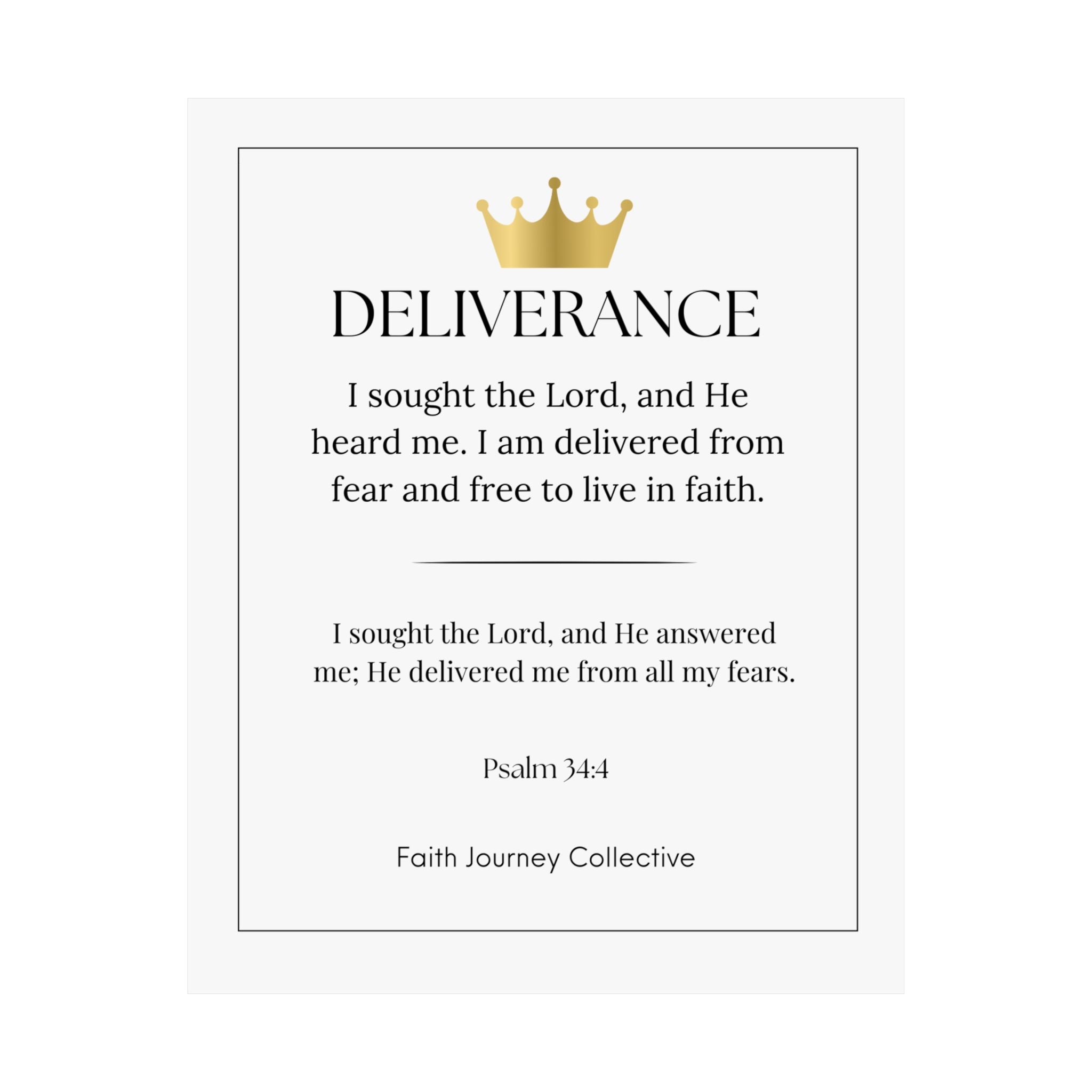 "Deliverance" Christian Scripture Wall Art Poster – Bible Verse Affirmation Prints for Home, Office & Prayer Space | Faith Journey Collective