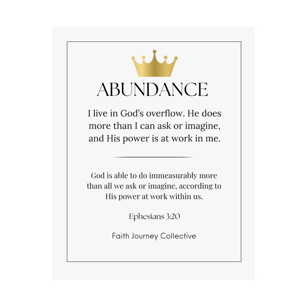 "Abundance" Christian Scripture Wall Art Poster – Bible Verse Affirmation Prints for Home, Office & Prayer Space | Faith Journey Collective
