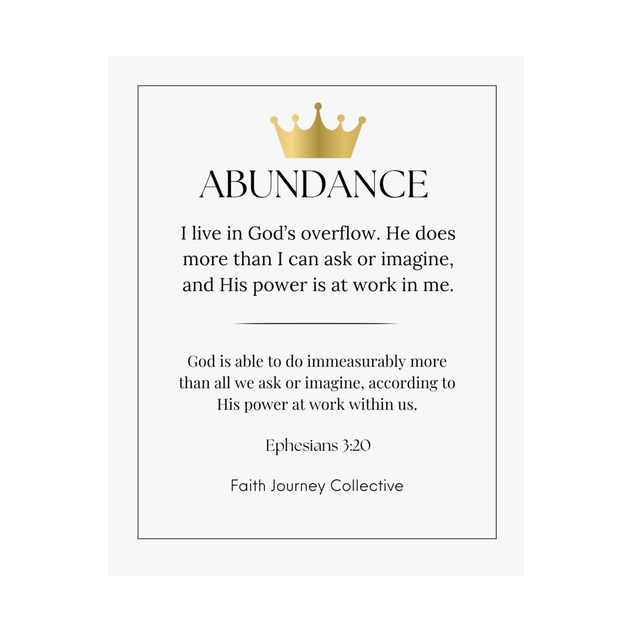 "Abundance" Christian Scripture Wall Art Poster – Bible Verse Affirmation Prints for Home, Office & Prayer Space | Faith Journey Collective