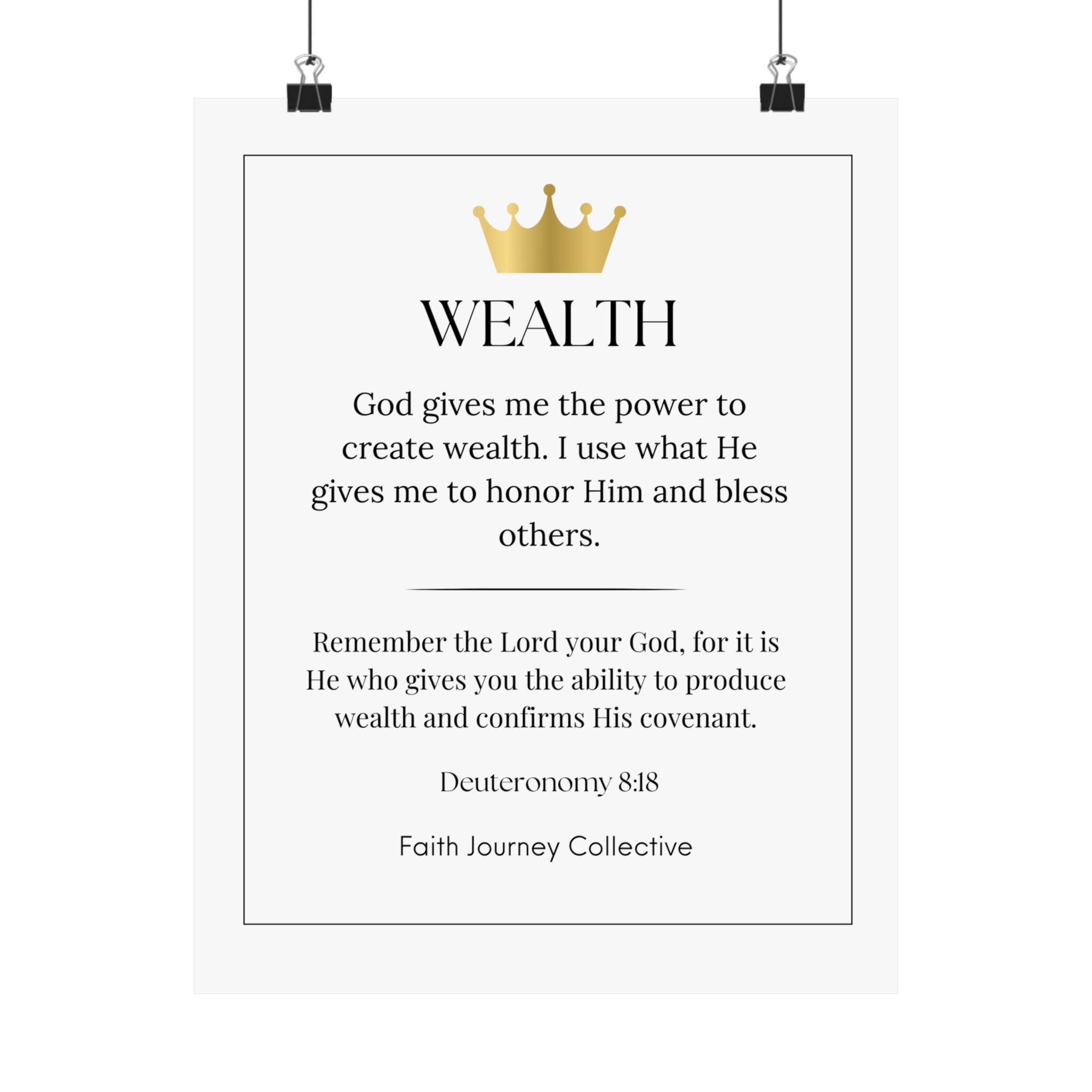 "Wealth" Christian Scripture Wall Art Poster – Bible Verse Affirmation Prints for Home, Office & Prayer Space | Faith Journey Collective
