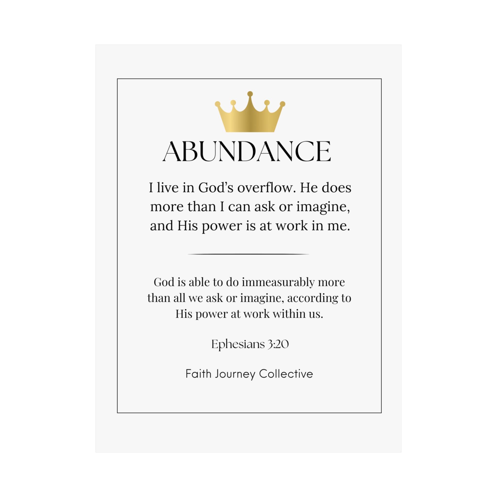 "Abundance" Christian Scripture Wall Art Poster – Bible Verse Affirmation Prints for Home, Office & Prayer Space | Faith Journey Collective
