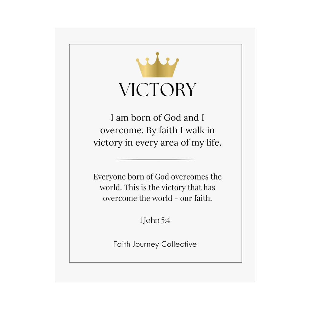 "Victory" Christian Scripture Wall Art Poster – Bible Verse Affirmation Prints for Home, Office & Prayer Space | Faith Journey Collective