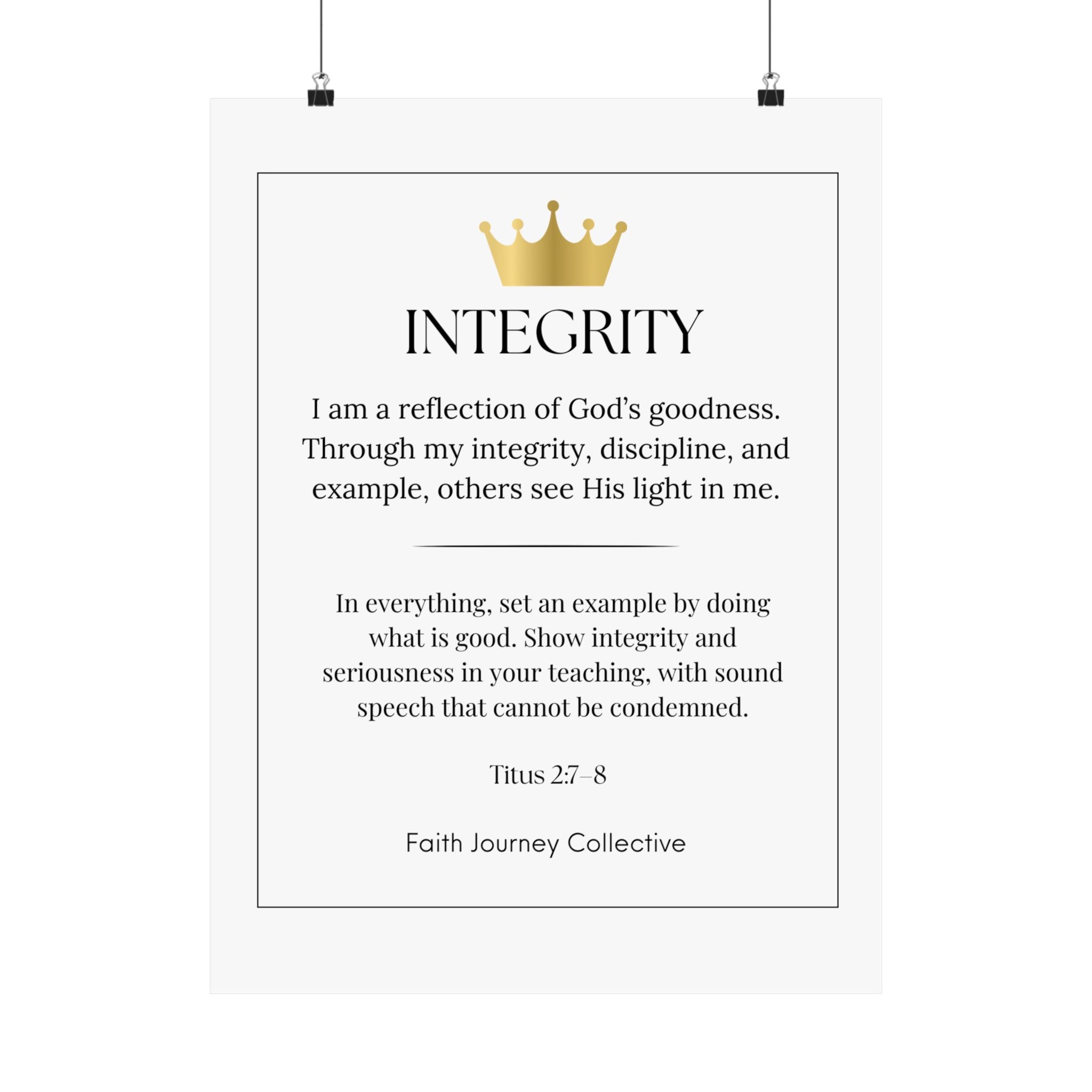 "Integrity" Christian Scripture Wall Art Poster – Bible Verse Affirmation Prints for Home, Office & Prayer Space | Faith Journey Collective