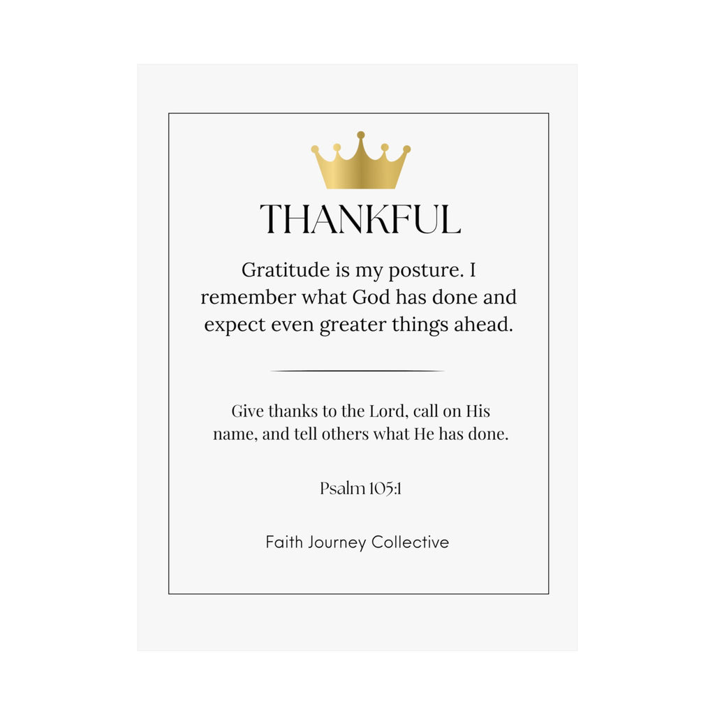 "Thankful" Christian Scripture Wall Art Poster – Bible Verse Affirmation Prints for Home, Office & Prayer Space | Faith Journey Collective