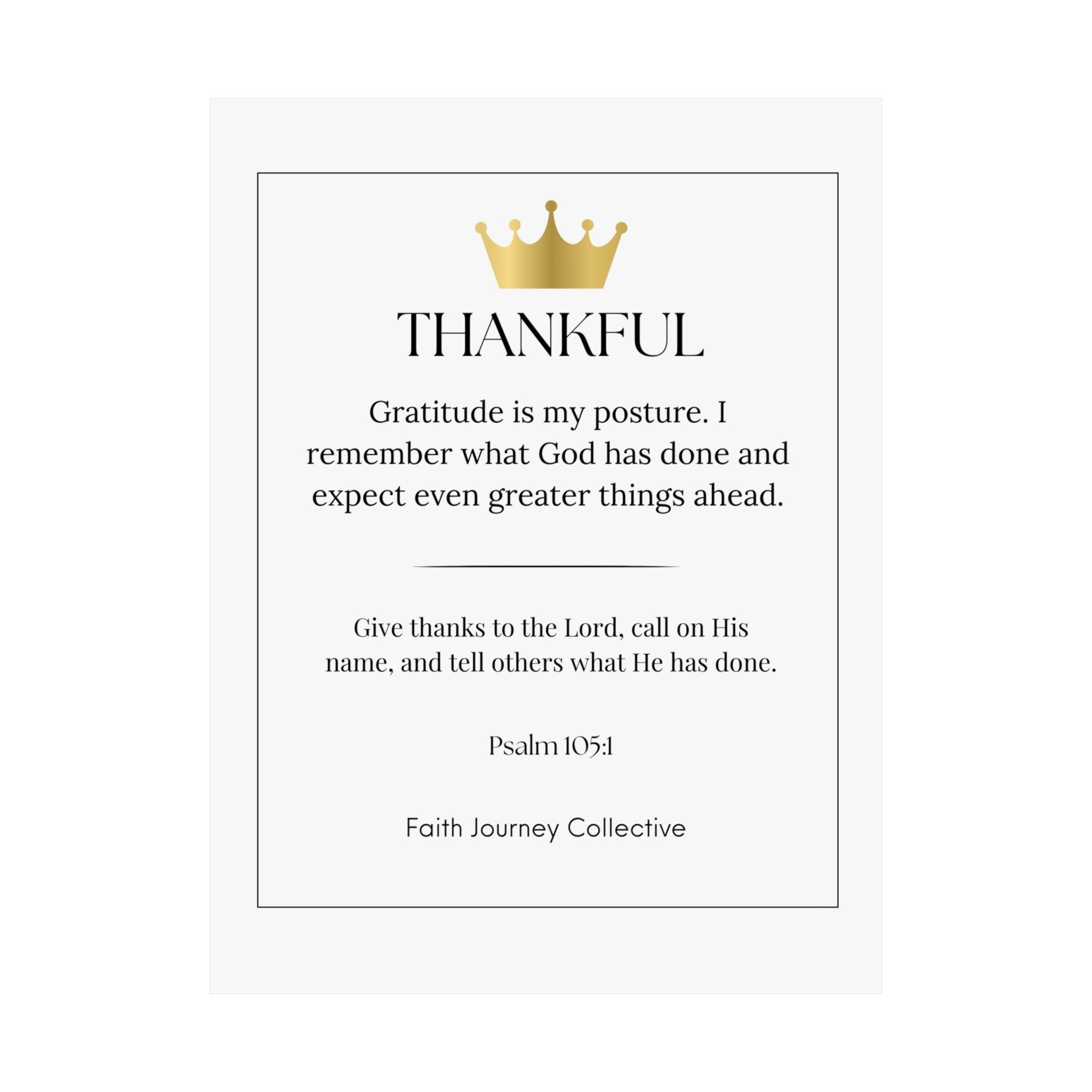 "Thankful" Christian Scripture Wall Art Poster – Bible Verse Affirmation Prints for Home, Office & Prayer Space | Faith Journey Collective
