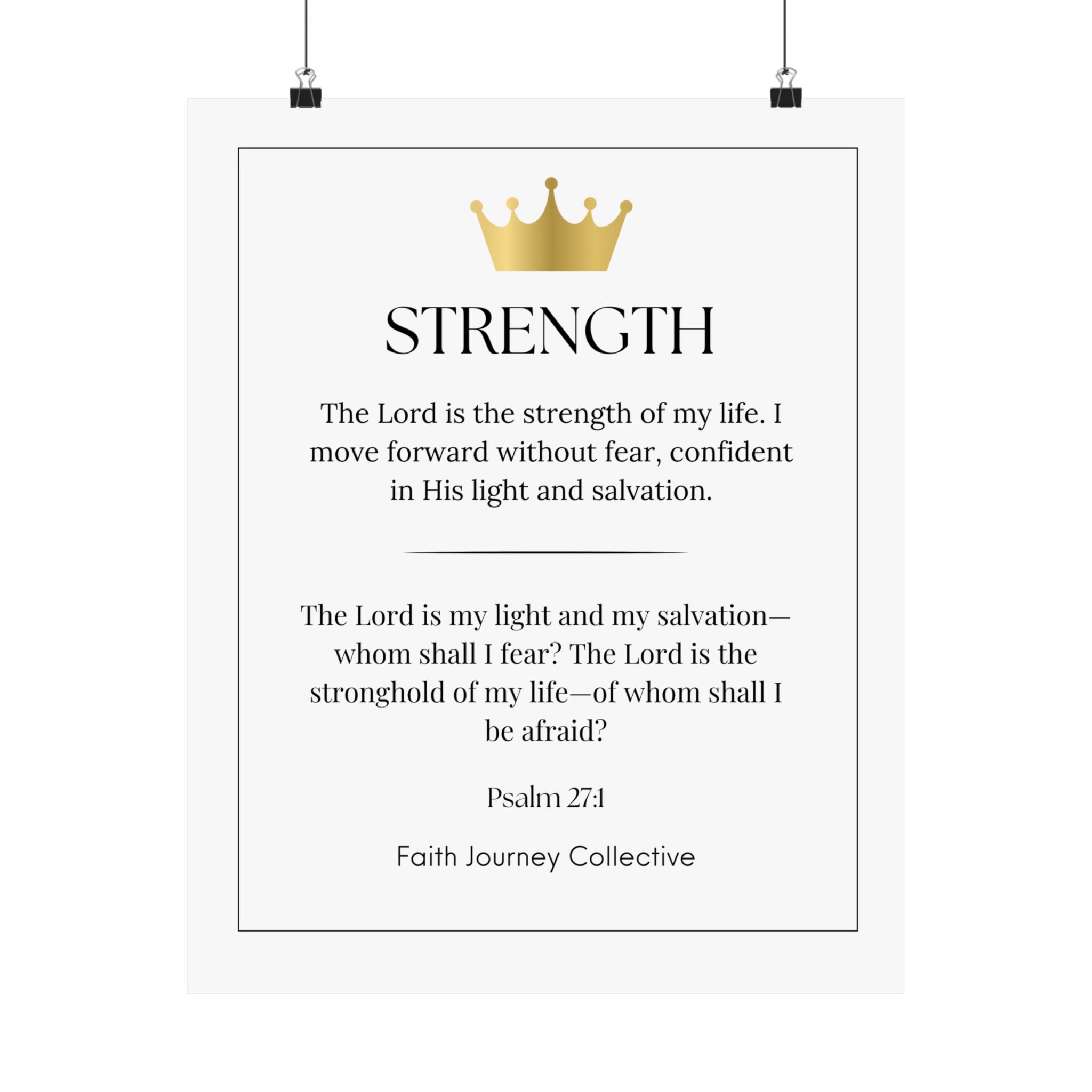"Strength" Christian Scripture Wall Art Poster – Bible Verse Affirmation Prints for Home, Office & Prayer Space | Faith Journey Collective