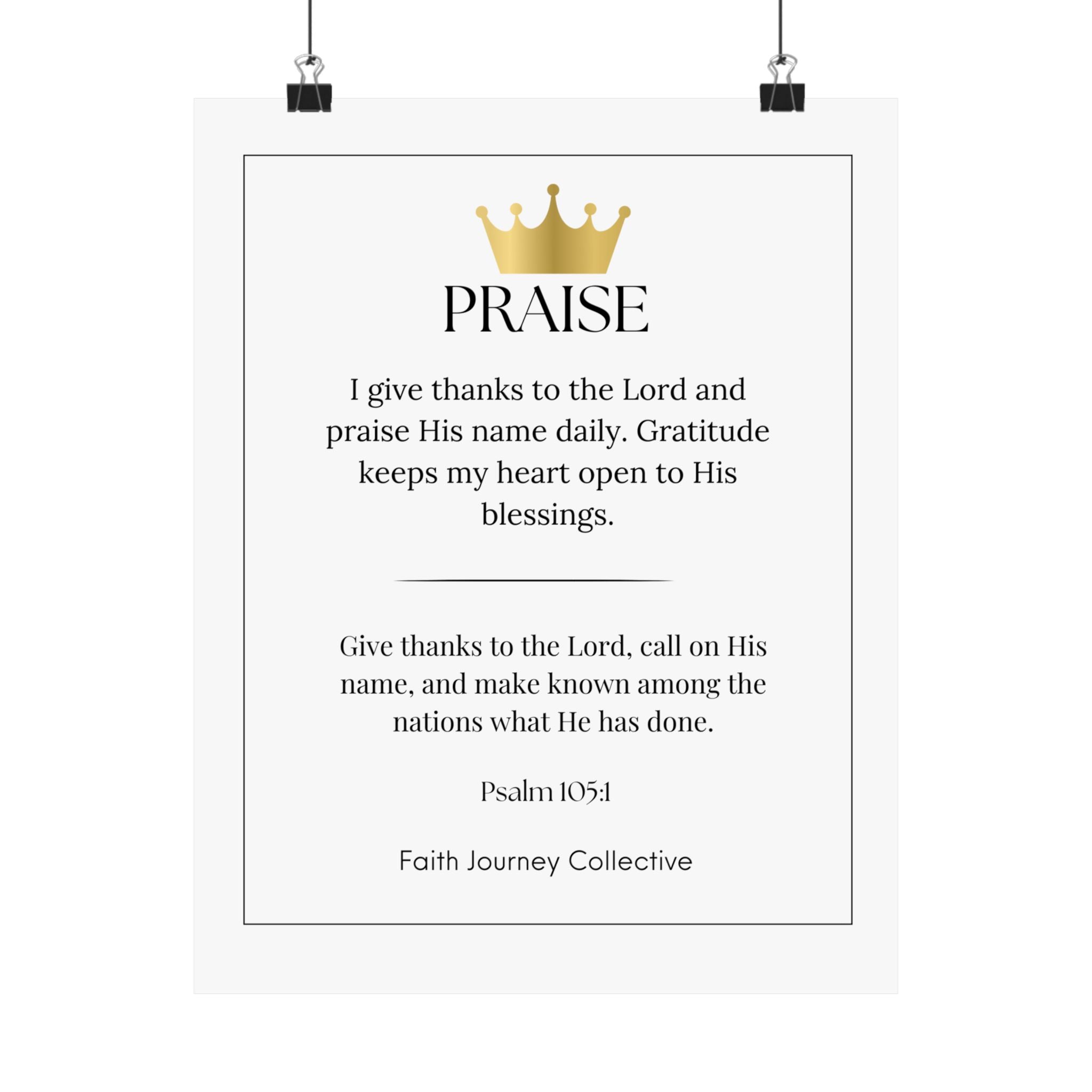 "Praise" Christian Scripture Wall Art Poster – Bible Verse Affirmation Prints for Home, Office & Prayer Space | Faith Journey Collective
