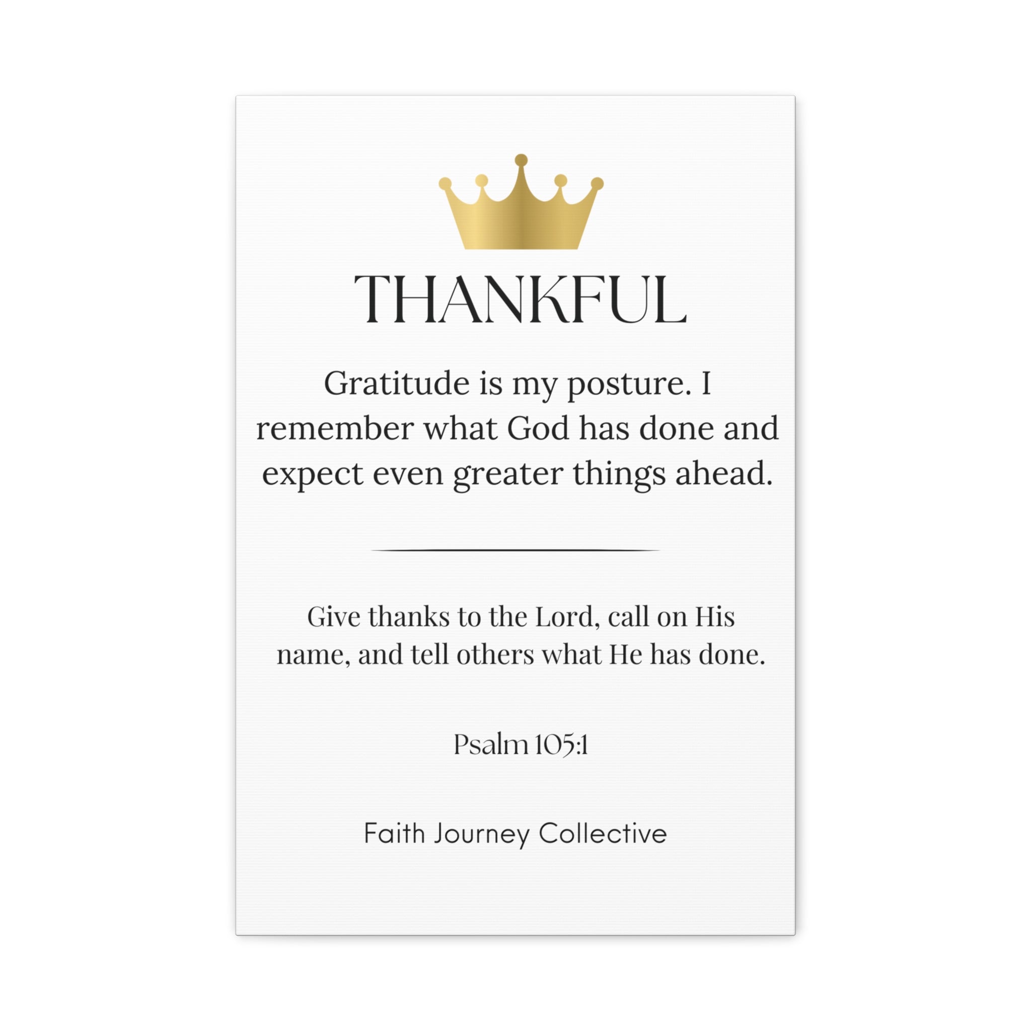 Thankful - Christian Scripture Wall Art Canvas – Bible Verse Affirmation Prints for Home, Office & Prayer Space | Faith Journey Collective