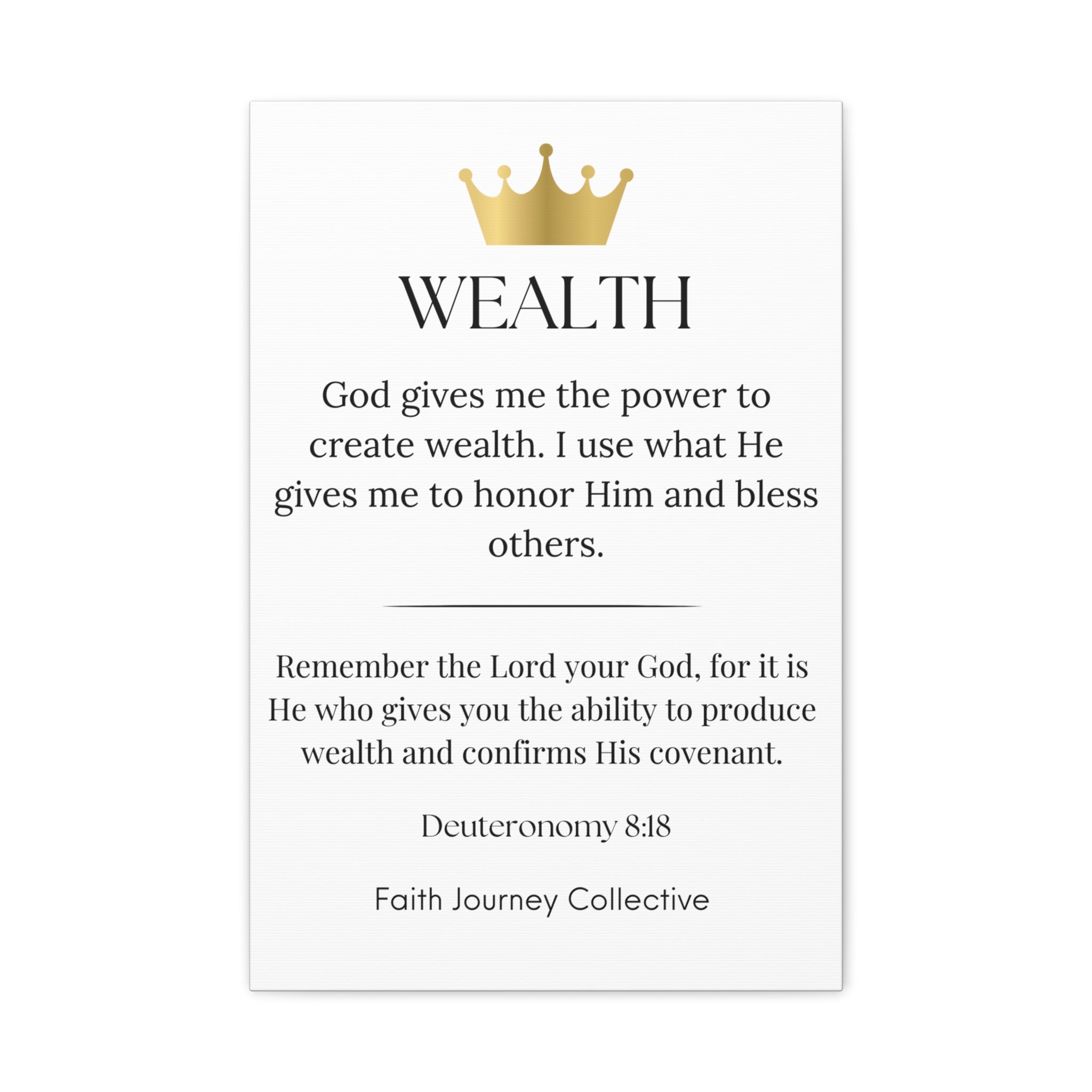 Wealth - Christian Scripture Wall Art Canvas – Bible Verse Affirmation Prints for Home, Office & Prayer Space | Faith Journey Collective