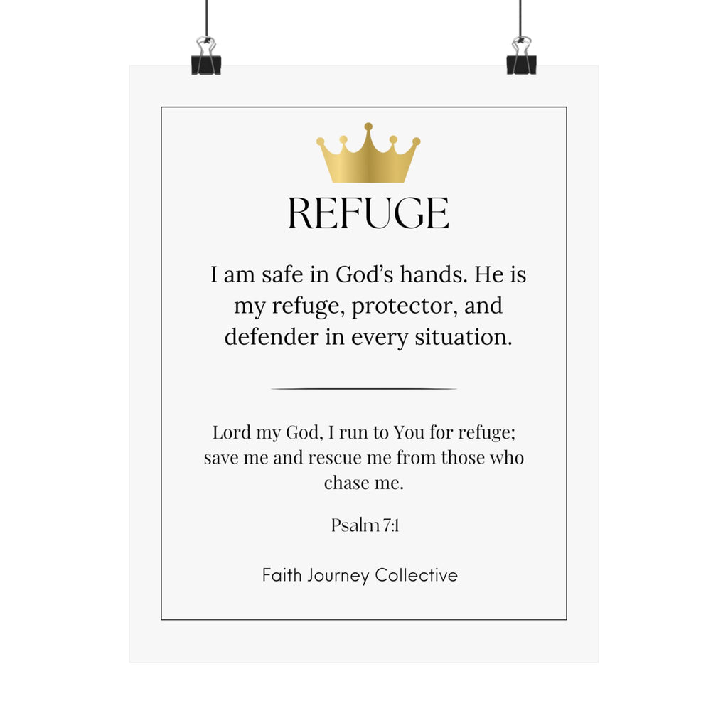 "God is our Refuge" Christian Scripture Wall Art Poster – Bible Verse Affirmation Prints for Home, Office & Prayer Space | Faith Journey Collective