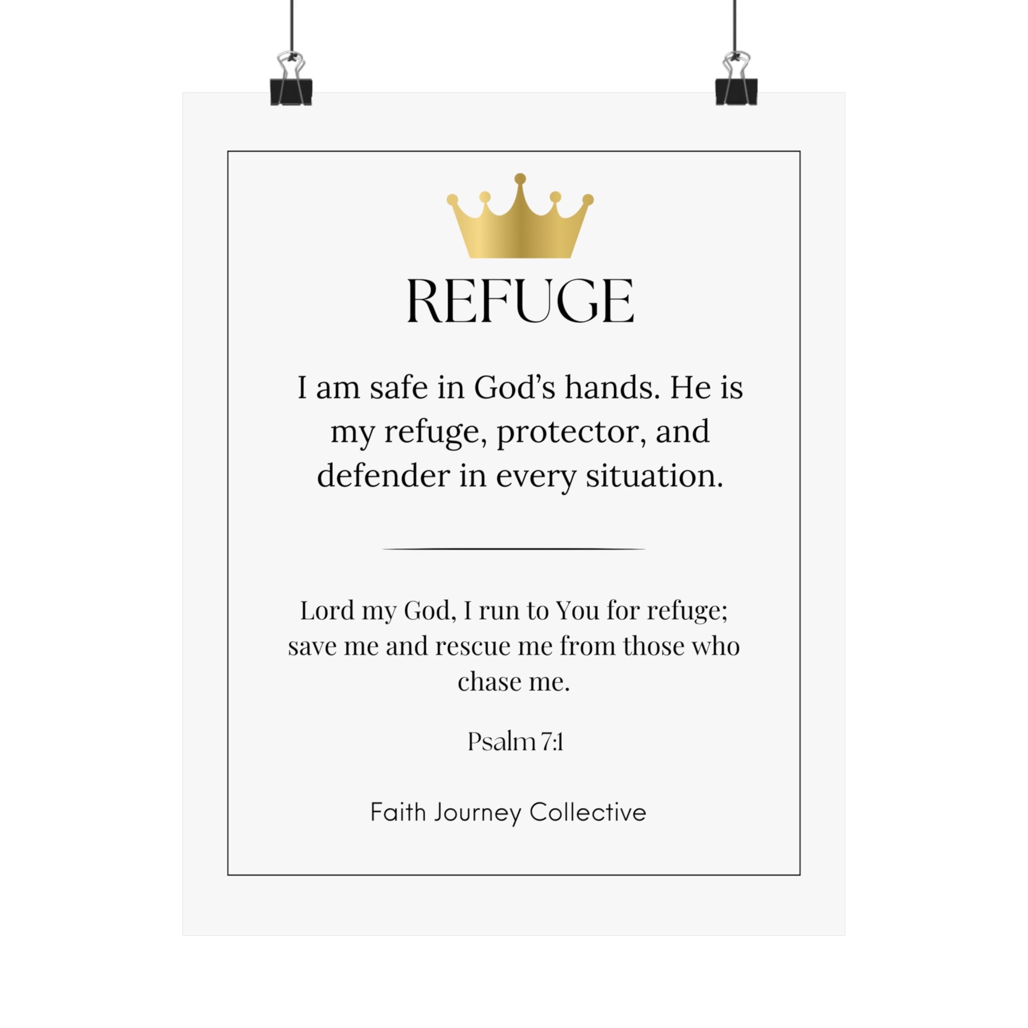 "God is our Refuge" Christian Scripture Wall Art Poster – Bible Verse Affirmation Prints for Home, Office & Prayer Space | Faith Journey Collective