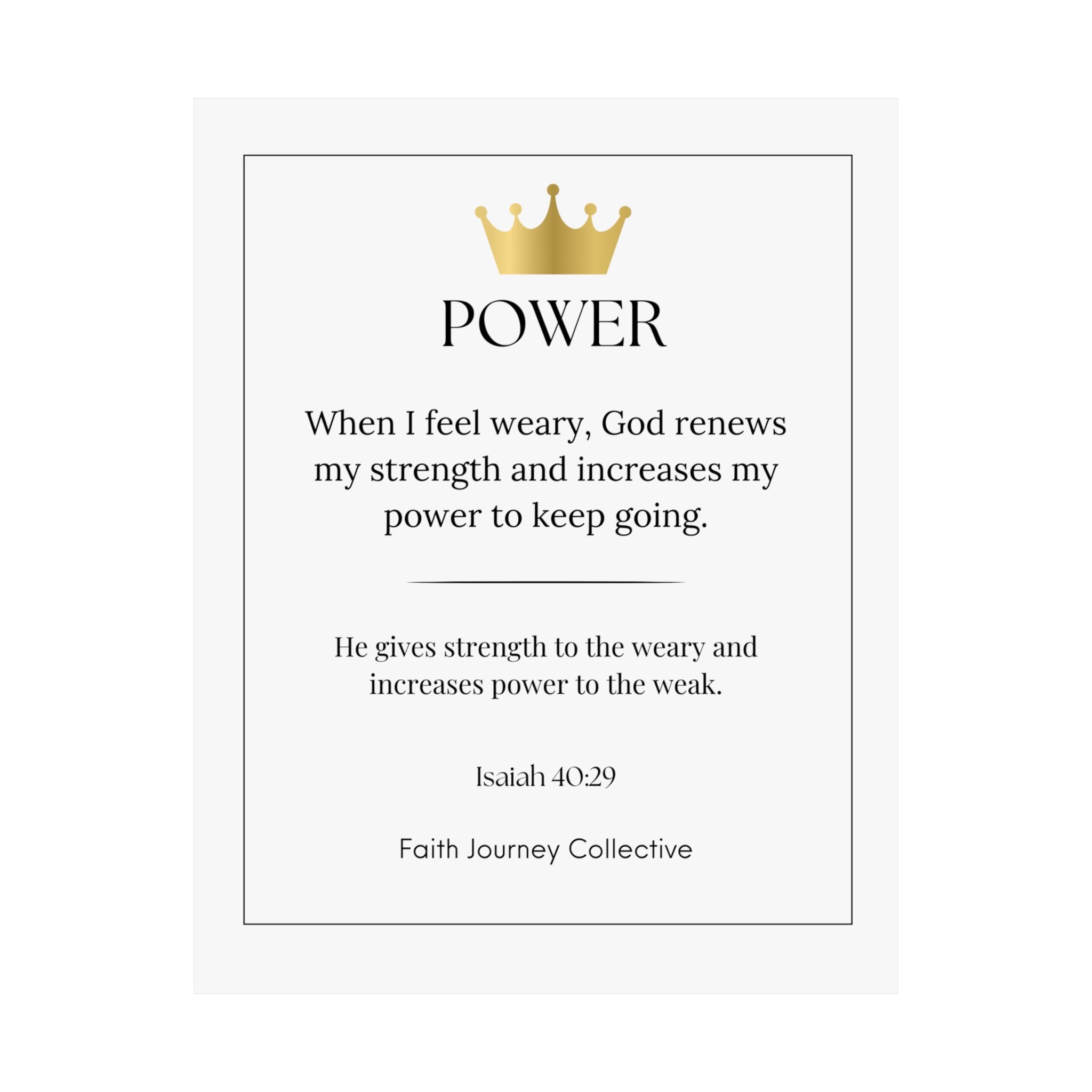 "Power" Christian Scripture Wall Art Poster – Bible Verse Affirmation Prints for Home, Office & Prayer Space | Faith Journey Collective