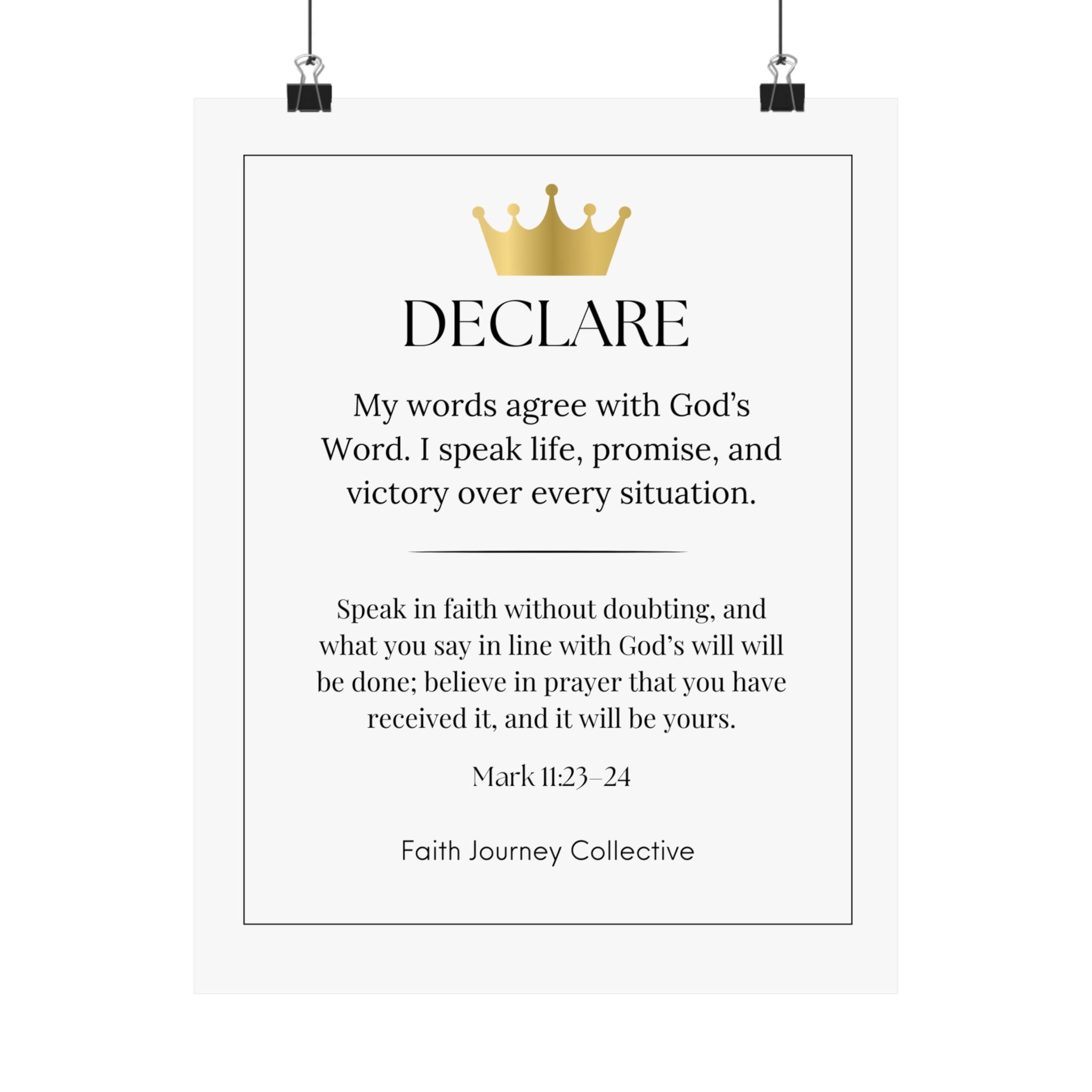 "Declare" Christian Scripture Wall Art Poster – Bible Verse Affirmation Prints for Home, Office & Prayer Space | Faith Journey Collective