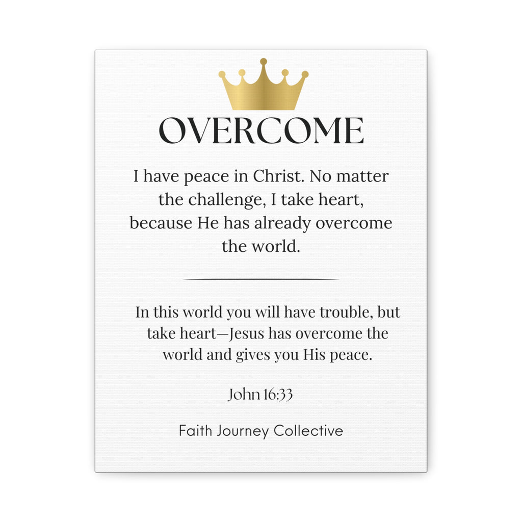 Overcome - Christian Scripture Wall Art Canvas – Bible Verse Affirmation Prints for Home, Office & Prayer Space | Faith Journey Collective