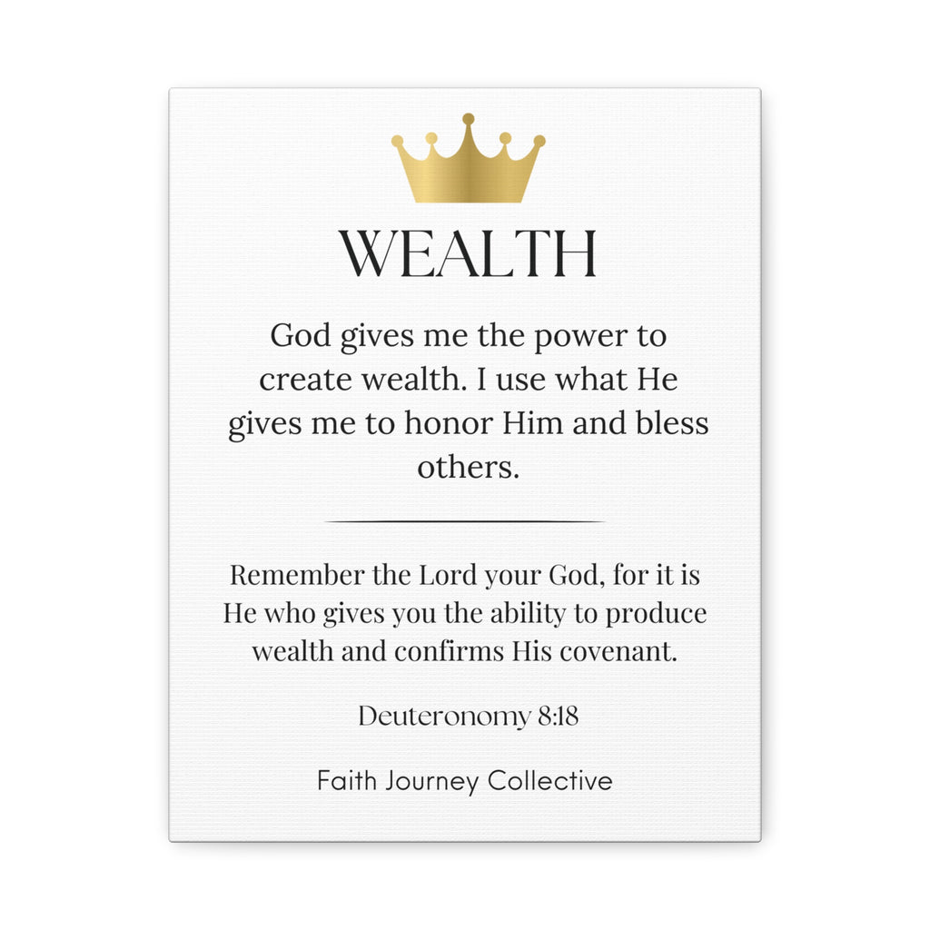 Wealth - Christian Scripture Wall Art Canvas – Bible Verse Affirmation Prints for Home, Office & Prayer Space | Faith Journey Collective