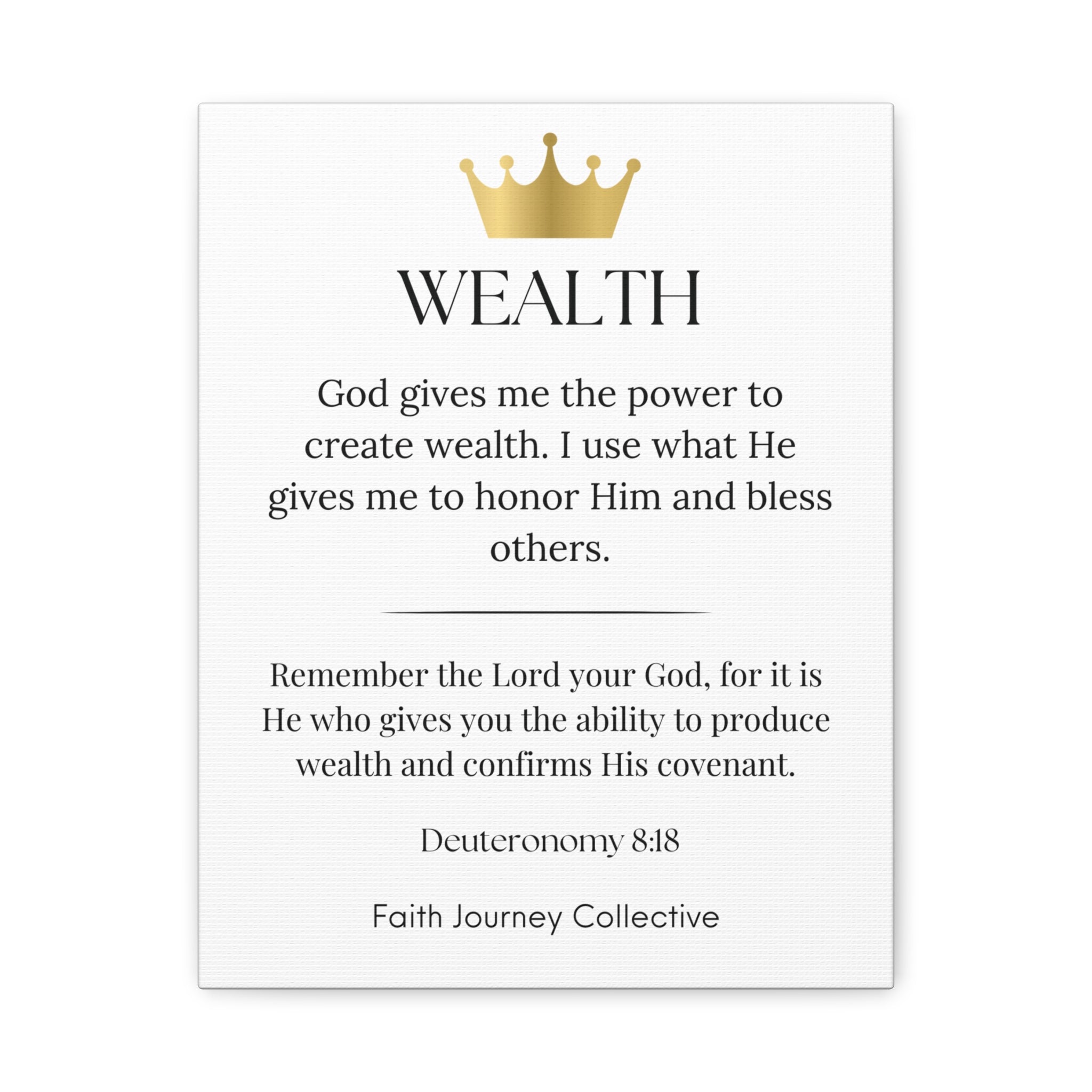 Wealth - Christian Scripture Wall Art Canvas – Bible Verse Affirmation Prints for Home, Office & Prayer Space | Faith Journey Collective