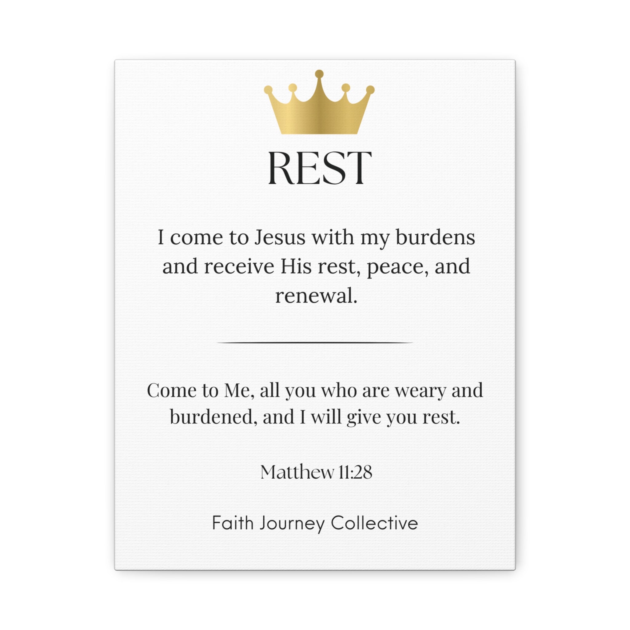 Rest - Christian Scripture Wall Art Canvas – Bible Verse Affirmation Prints for Home, Office & Prayer Space | Faith Journey Collective