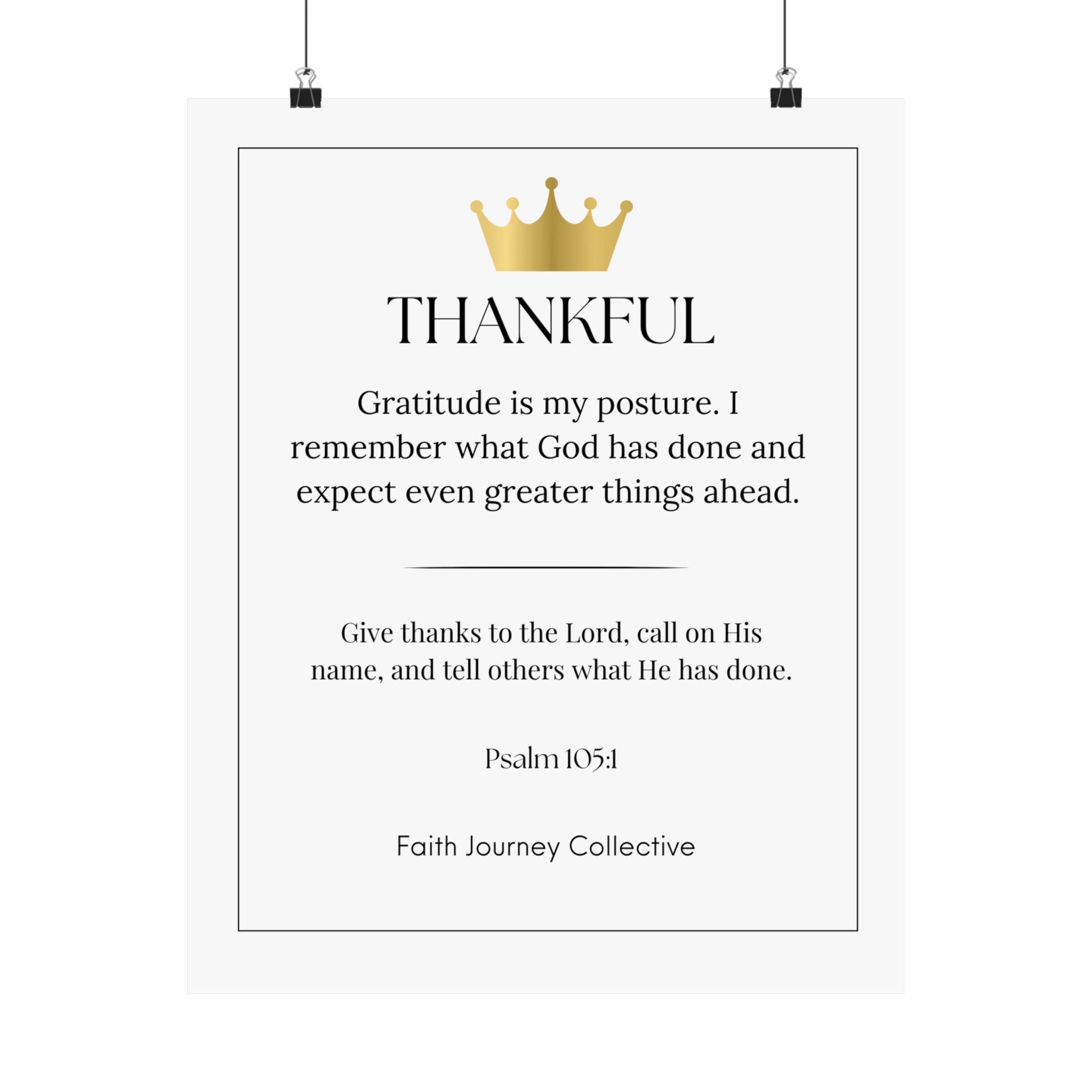 "Thankful" Christian Scripture Wall Art Poster – Bible Verse Affirmation Prints for Home, Office & Prayer Space | Faith Journey Collective