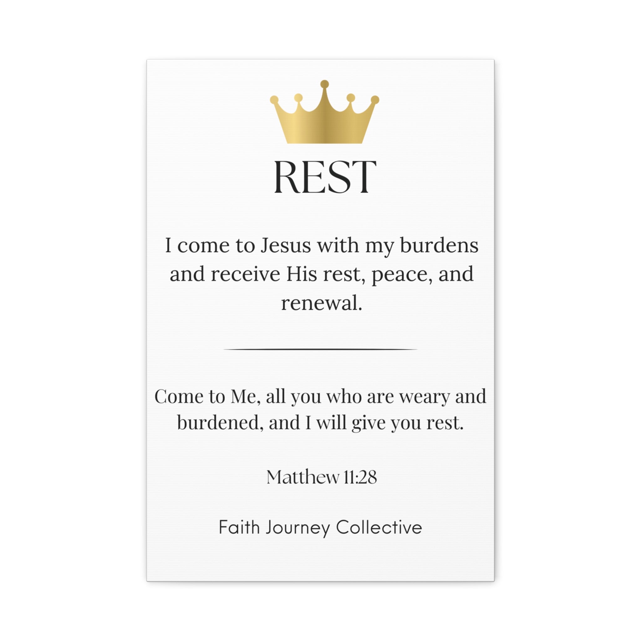 Rest - Christian Scripture Wall Art Canvas – Bible Verse Affirmation Prints for Home, Office & Prayer Space | Faith Journey Collective