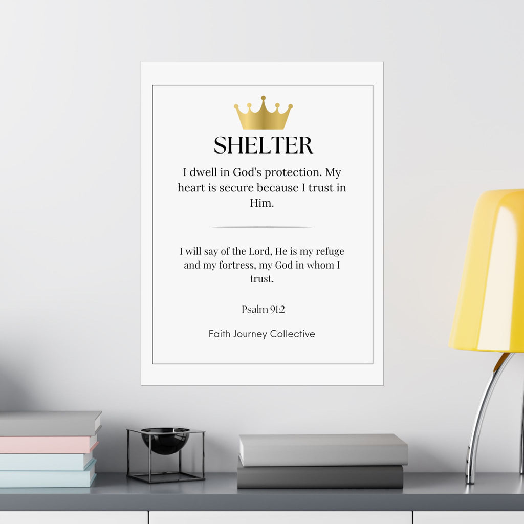 "Shelter" Christian Scripture Wall Art Poster – Bible Verse Affirmation Prints for Home, Office & Prayer Space | Faith Journey Collective
