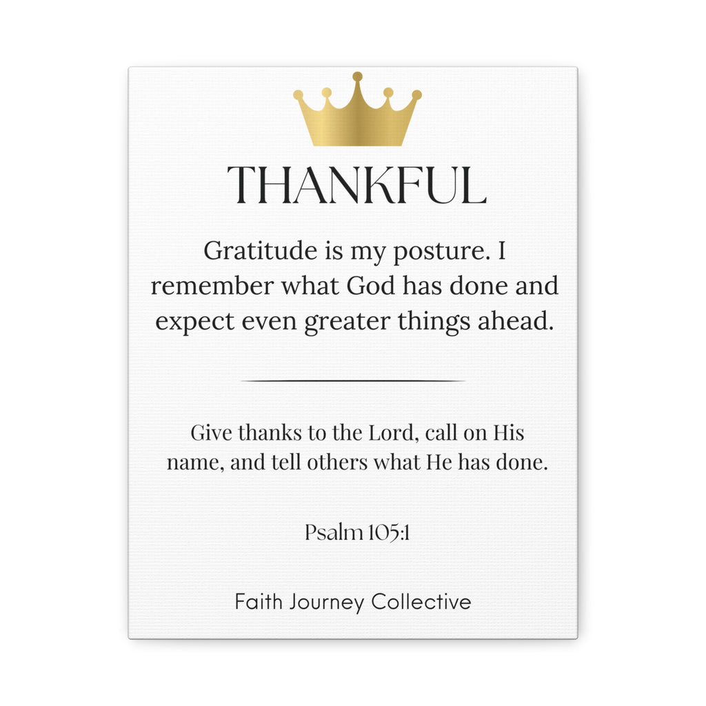 Thankful - Christian Scripture Wall Art Canvas – Bible Verse Affirmation Prints for Home, Office & Prayer Space | Faith Journey Collective