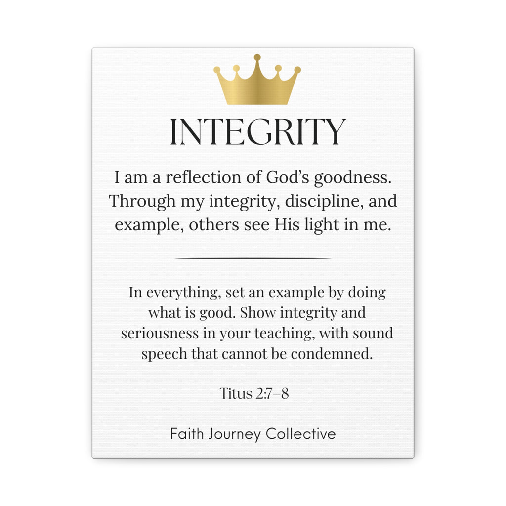 Integrity - Christian Scripture Wall Art Canvas – Bible Verse Affirmation Prints for Home, Office & Prayer Space | Faith Journey Collective