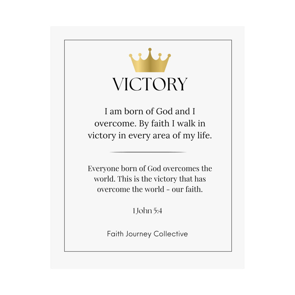 "Victory" Christian Scripture Wall Art Poster – Bible Verse Affirmation Prints for Home, Office & Prayer Space | Faith Journey Collective